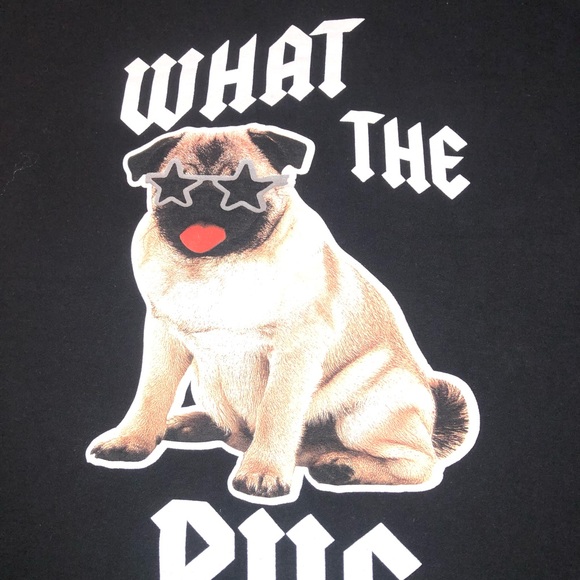 Men’s Forever 21 What the Pug Graphic Sleeveless Tank Top Shirt Size Small Black - Picture 2 of 7